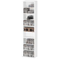 HOMCOM Rangements pour CD et DVD 9 compartiments et 6 étagères réglables capacité max. 260 CD/120 DVD 33 x 24 x 140 cm blanc