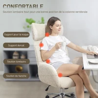 HOMCOM Chaise bureau ergonomique, fauteuil de bureau pivotant, hauteur réglable, appui-tête réglable, fonction bascule, gris(m-4)