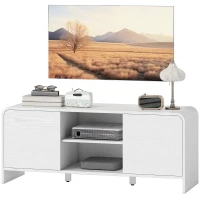 HOMCOM Meuble TV meuble télé pour téléviseur jusqu'à 55 pouces 2 portes 2 compartiments étagère réglable 110x35x45cm blanc(m-1)