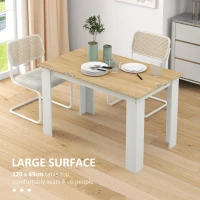 HOMCOM Dining Table for 4-6 People, Kitchen Table with Wood Effect for Dining Room, Oak and White(m-5)