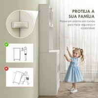 HOMCOM Armário de Cozinha com 2 Portas de Vidro Bancada Ampla para Micro-ondas Compartimentos Abertos Prateleiras Ajustáveis Branco(m-7)