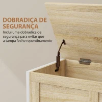 HOMCOM Baú de Armazenamento 95L Baú de Arrumação com Tampa Banco de Armazenamento com Dobradiça de Segurança 80x40x50 cm Madeira(m-5)