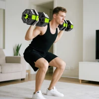 SPORTNOW Conjunto de Halteres Ajustáveis 4 em 1 20 kg Conjunto de Pesos Utilizado como Kettlebell Barra Halteres ou Suporte para Flexões Verde(m-2)
