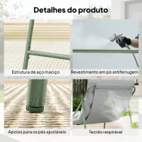 Outsunny Conjunto de Jardim de 3 Peças com 2 Cadeiras Lounge Mesa de Apoio e Almofadas para Exterior Pátio Varanda Cinza Claro(m-6)
