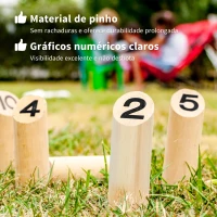 SPORTNOW Jogo de Bowling Finlandês em Madeira com 12 Pinos 1 Bastão e Caixa de Transporte para Adultos Jardim Madeira(m-5)