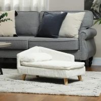 PawHut Canapé pour chien, lit pour chien chat, avec coussin oreiller, en peluche, 70l x 42,5P x 38,5H cm, crème(m-10)