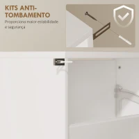 HOMCOM Sapateira com Espelho para Espaços Reduzidos 4 Portas Abatíveis Estreita para 12 Pares de Sapatos 63x17x146 cm Branco(m-6)