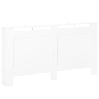 HOMCOM Cobertura para Radiador em MDF com Ripas e Prateleira Superior 151,5x19x82 cm Branco(m-1)