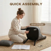 HOMCOM Fabric Single Sofa Dining Chair Tub Chair Upholstered W/ Pillow Solid Wood Leg Home Living Room Furniture Charcoal Grey(m-6)