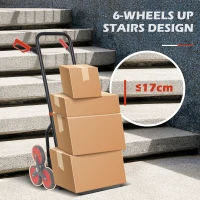 DURHAND Stair Climbing Hand Truck, Heavy Duty Foldable Trolley on Wheels, Multi-Purpose Sack, Steel Truck Moving Trolley, 120kg, Red(m-5)