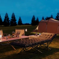 Outsunny Lit de camping pliable avec matelas, pochette latérale et sac intégré Lit de Camp tissu Oxford 190 x 67 x 37 cm Noir(m-8)