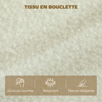 HOMCOM Canapé 2 places, canapé de salon en tissu bouclette avec coussins inclus, assise rembourrée, 137 x 69 x 82 cm, crème(m-5)