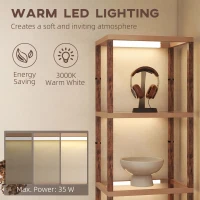 HOMCOM Four-Shelf Floor Lamp - Rustic Brown(m-6)