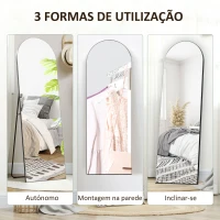 HOMCOM Espelho de Pé 150 x 50 cm Independente, Encostado ou de Parede, Sem Moldura, Preto(m-6)