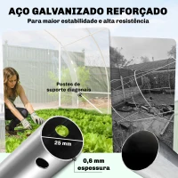 Outsunny Estufa tipo Túnel 296x597x199 cm com 2 Portas Enroláveis Estrutura de Aço Galvanizado e Cobertura em PE 150g/m² Transparente(m-4)