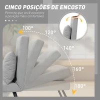 HOMCOM Poltrona Convertível em Cama Poltrona 3 em 1 Convertível em Cama com Encosto Ajustável em 5 Níveis 63x73x81 cm Cinza Claro(m-5)
