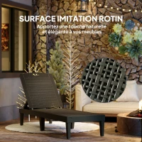 Outsunny Lot de 2 bains de soleil, chaise longue avec dossier ajustable à 4 positions, 56 x 187 x 28 cm, noir(m-7)
