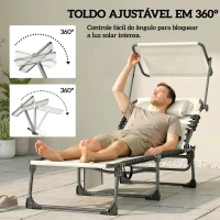 Outsunny Conjunto de 2 Espreguiçadeiras Jardim Dobráveis com Encosto Reclinável 5 Posições e Assento em Malha Creme(m-4)