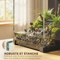 PawHut Aquarium en Verre Trempé Nano Aquarium avec Filtre Intégré Pompe 5W et Éclairage LED 30x30x45cm Noir(m-8)