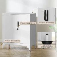 HOMCOM Armário de Arrumação Metálico Armário de Escritório com 2 Portas Arquivador para Escritório 80x35x91 cm Branco(m-6)