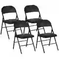 HOMCOM Lot de 4 chaises pliantes chaises de salle à manger portables cadre en acier 45 x 46 x 78 cm noir(m-1)