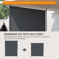 Outsunny Toldo Vertical Exterior 200x305 cm Tela de Privacidade Enrolável Ajustável com Manivela Proteção UV 40+ Cinzento(m-4)