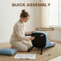 HOMCOM Fabric Single Sofa Dining Chair Tub Chair Upholstered W/ Pillow Solid Wood Leg Home Living Room Furniture Blue(m-6)