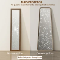 HOMCOM Espelho de Pé 37x155 cm Espelho de Corpo Inteiro Espelho de Parede Retangular com Estrutura de Madeira Cor Nogueira(m-7)