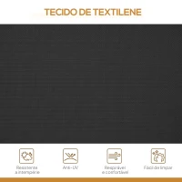 Outsunny Baloiço de Jardim Exterior de 3 Lugares com Toldo Reclinável Assento Respirável e Estrutura de Aço 175x118x159 cm Preto(m-7)