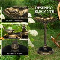 Outsunny Banho para Pássaros de Jardim Exterior 81 cm com Design em Concha e Acabamento Envelhecido Leve e Resistente Bronze(m-5)