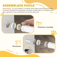 PawHut Barrière de sécurité chien extensible 75-85 cm, barrière d'escalier double verrouillage, hauteur 76 cm, blanc(m-8)
