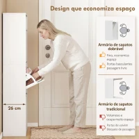 HOMCOM Sapateira Estreita com 3 Gavetas Rebatíveis Prateleiras Ajustáveis e Compartimento Aberto Capacidade para 12-18 Pares Branco(m-4)