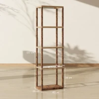 HOMCOM Four-Shelf Floor Lamp - Rustic Brown(m-3)