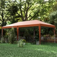 Outsunny Tenda Dobrável 6x3 m com Altura Ajustável em 3 Níveis Bolsa de Transporte Anti-UV e Estrutura de Aço Castanho(m-8)
