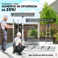 Outsunny Abrigo de Jardim 4,4 m² 240x206x198 cm Abrigo de Jardim com Porta de Correr e Fechadura Cinza Escuro(m-4)