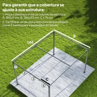 Outsunny Teto de Substituição Retrátil 3,92x3,5 m para Estrutura de 4x3 m Toldo de Tecido Apenas para Jardim com 8 Orifícios Creme(m-4)