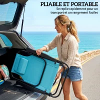 Outsunny Lot de 2 Chaises de Plage Pliable à 5 Positions avec Dossier, Appui-tête et Accoudoirs, 63x75x80cm, Bleu Clair(m-7)