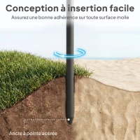 Outsunny Parasol de plage 1, m, parasol de jardin inclinaison avec ancrage au sable, hauteur réglable, sac de transport, gris foncé(m-6)