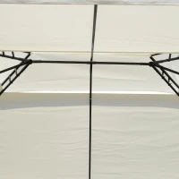 Outsunny Pérgola de Jardim 4x3 m com Telhado Duplo Estrutura de Aço Anti-UV para Exterior Terraço Pátio Branco Creme(m-7)