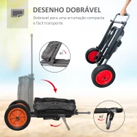 SPORTNOW Carrinho de Praia Dobrável Carrinho de Transporte com Grandes Rodas de 30 cm Todo-o-Terreno com Bolso e Punho Telescópico(m-4)