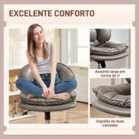 HOMCOM Cadeira de Escritório com Rodas Cadeira para Secretária com Função Baloiço Assento Amplo Sem Braços 60x65x83-93 cm Cinza Escuro(m-4)