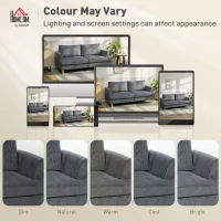 HOMCOM Sofá de 3 Lugares Revestido em Veludo Almofadas Espessas com Molas Assento Largo 2 Almofadas 188x80x86 cm Cinzento Escuro(m-8)