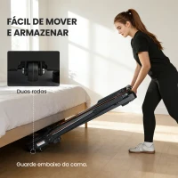 SPORTNOW Passadeira Dobrável Elétrica 2.5HP com Secretária Destacável e Guiador Ajustável em Altura 1-12 km/h Ecrã LED 125x70x102-111 cm Preto(m-8)