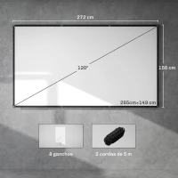 HOMCOM Tela de Projeção Manual 120 Polegadas Formato 16:9 HD 4K/8K para Interior e Exterior Branco(m-3)