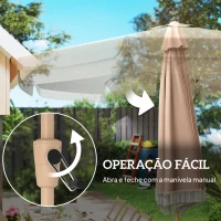 Outsunny Chapéu de Sol de Jardim Ø266x238 cm com Ângulo Ajustável Manivela e Dossel com Franjas Decorativas para Pátio Terraço Caqui(m-5)