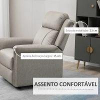 HOMCOM Poltrona Relax Reclinável até 135º com Apoio para os Pés Encosto Alto 78x96x102 cm Cinza(m-5)