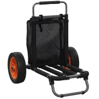 SPORTNOW Carrinho de Praia Dobrável Carrinho de Transporte com Grandes Rodas de 30 cm Todo-o-Terreno com Bolso e Punho Telescópico(m-10)