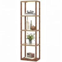 HOMCOM Four-Shelf Floor Lamp - Rustic Brown(m-11)