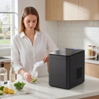 HOMCOM Countertop Ice Maker Machine Self-Cleaning Compact Ice Machine with Ice Scoop and Basket Black(m-9)