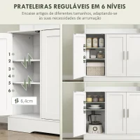 HOMCOM Armário de Cozinha com 2 Portas de Vidro Bancada Ampla para Micro-ondas Compartimentos Abertos Prateleiras Ajustáveis Branco(m-5)